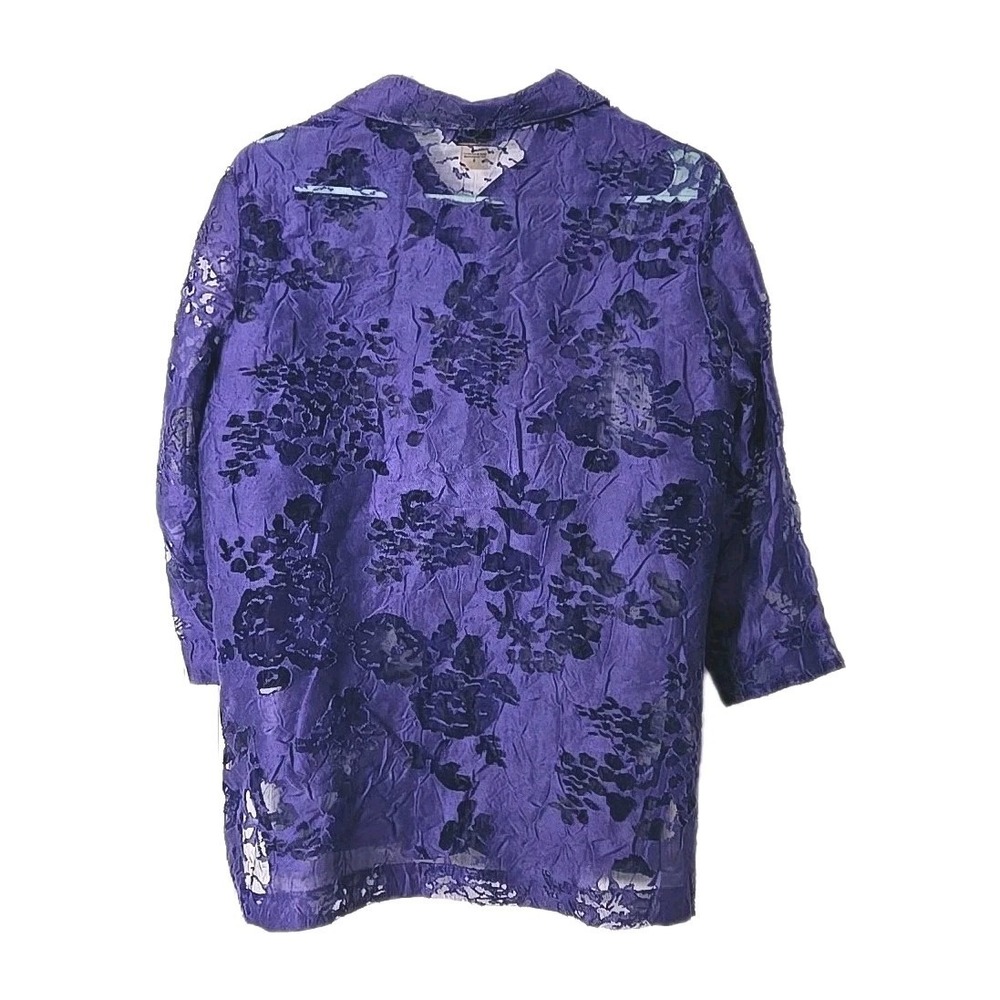Alfred Daley 3/4 Sleeve Button Down Blouse Size 8 Purple - Picture 3 of 5
